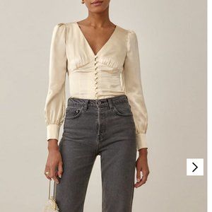 Reformation Cadence Silk Top Sz L
